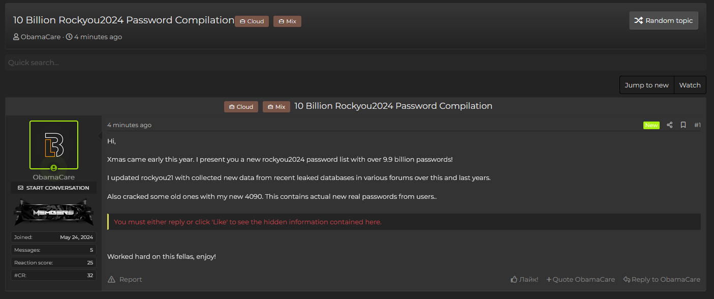 RockYou2024 password leak 10 billion passwords stolen in largest